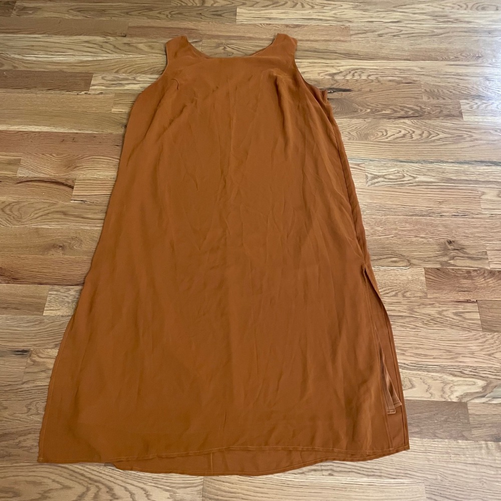 Mlle Gabrielle Size 24 Sleeveless Maxi Dress Burnt Orange Side Slits Polyester